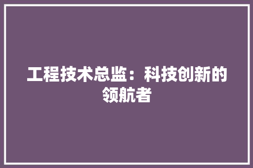 工程技术总监：科技创新的领航者