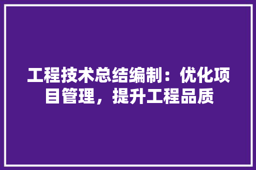 工程技术总结编制：优化项目管理，提升工程品质 现代风格装饰