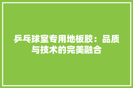 乒乓球室专用地板胶：品质与技术的完美融合 家居装修