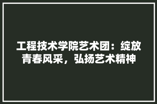 工程技术学院艺术团：绽放青春风采，弘扬艺术精神