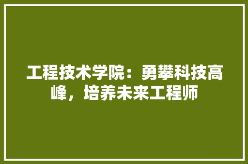 工程技术学院：勇攀科技高峰，培养未来工程师 现代风格装饰