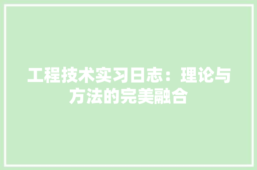 工程技术实习日志：理论与方法的完美融合 现代风格装饰