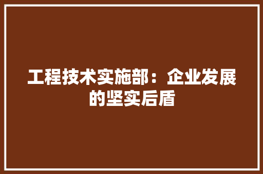工程技术实施部：企业发展的坚实后盾 现代风格装饰