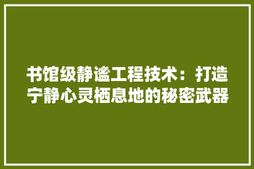 书馆级静谧工程技术：打造宁静心灵栖息地的秘密武器 家居装修