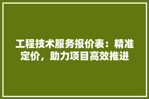 工程技术服务报价表：精准定价，助力项目高效推进 现代风格装饰