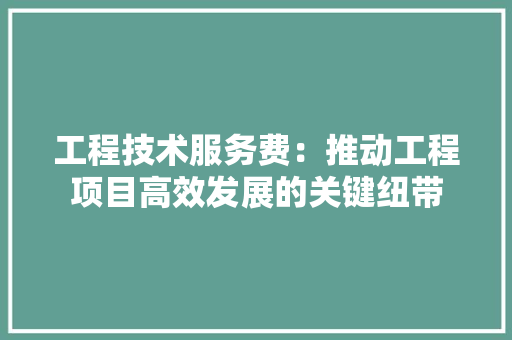 工程技术服务费：推动工程项目高效发展的关键纽带 现代风格装饰