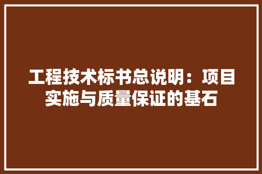 工程技术标书总说明：项目实施与质量保证的基石 现代风格装饰