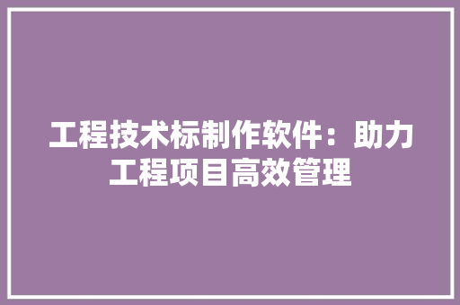 工程技术标制作软件：助力工程项目高效管理 现代风格装饰