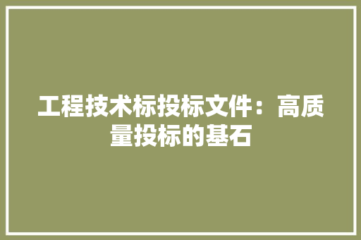工程技术标投标文件：高质量投标的基石 现代风格装饰