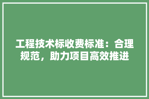 工程技术标收费标准：合理规范，助力项目高效推进 现代风格装饰