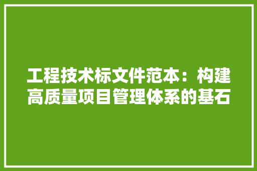 工程技术标文件范本：构建高质量项目管理体系的基石 现代风格装饰