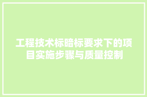 工程技术标暗标要求下的项目实施步骤与质量控制 现代风格装饰