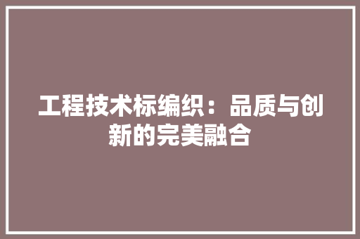 工程技术标编织：品质与创新的完美融合 现代风格装饰
