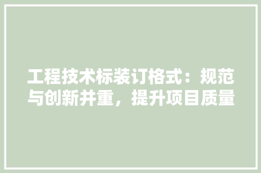 工程技术标装订格式：规范与创新并重，提升项目质量 现代风格装饰