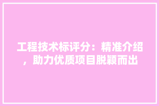 工程技术标评分：精准介绍，助力优质项目脱颖而出 现代风格装饰
