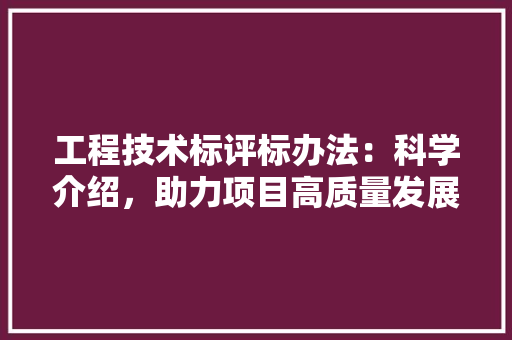 工程技术标评标办法：科学介绍，助力项目高质量发展 现代风格装饰