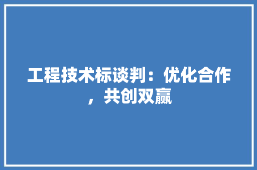 工程技术标谈判：优化合作，共创双赢 现代风格装饰