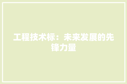 工程技术标：未来发展的先锋力量 现代风格装饰