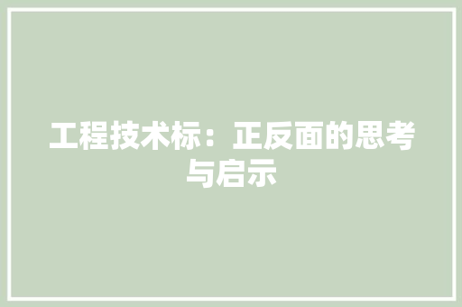 工程技术标：正反面的思考与启示 现代风格装饰