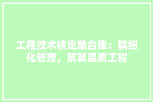 工程技术核定单台账：精细化管理，筑就品质工程