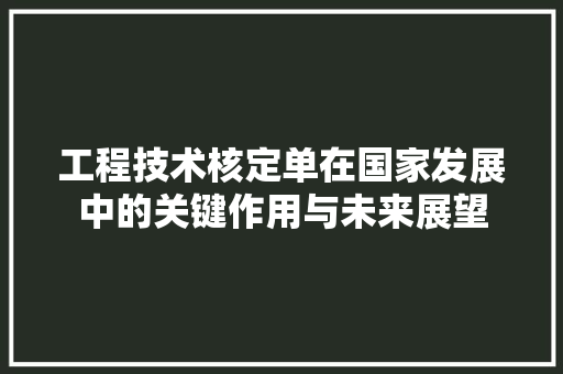 工程技术核定单在国家发展中的关键作用与未来展望 现代风格装饰