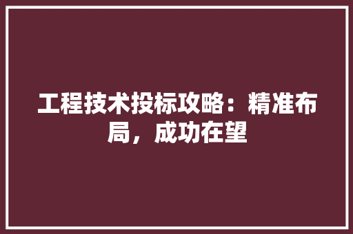 工程技术投标攻略：精准布局，成功在望