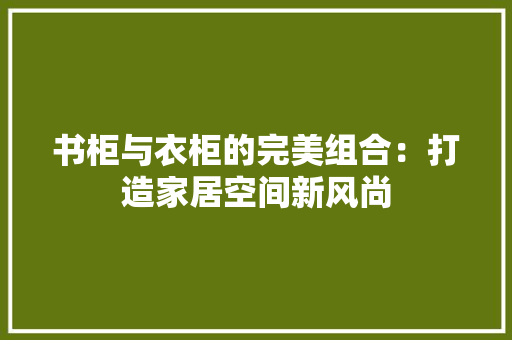 书柜与衣柜的完美组合：打造家居空间新风尚 家居装修
