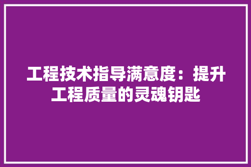工程技术指导满意度：提升工程质量的灵魂钥匙 现代风格装饰