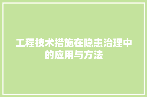 工程技术措施在隐患治理中的应用与方法 现代风格装饰
