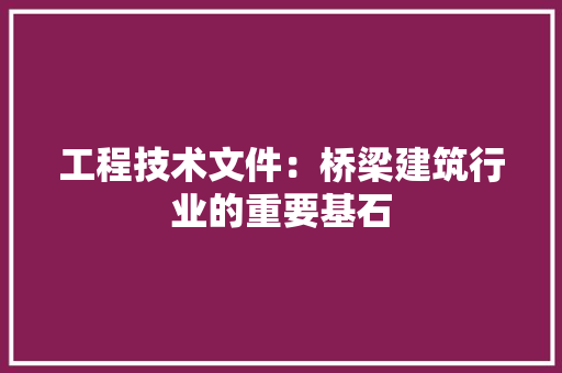 工程技术文件：桥梁建筑行业的重要基石 现代风格装饰