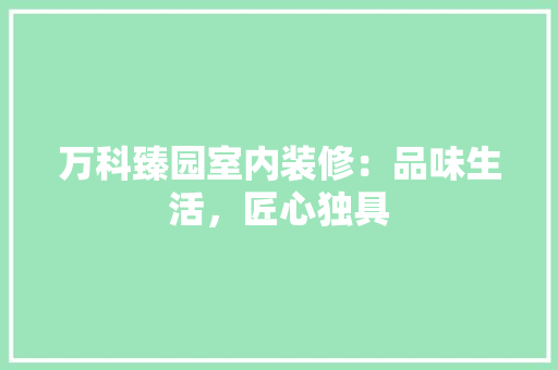万科臻园室内装修：品味生活，匠心独具 软装设计