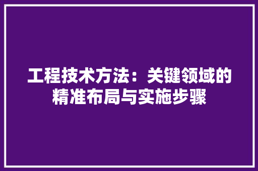 工程技术方法：关键领域的精准布局与实施步骤