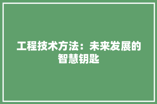 工程技术方法：未来发展的智慧钥匙 现代风格装饰