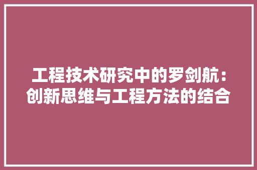 工程技术研究中的罗剑航：创新思维与工程方法的结合 现代风格装饰