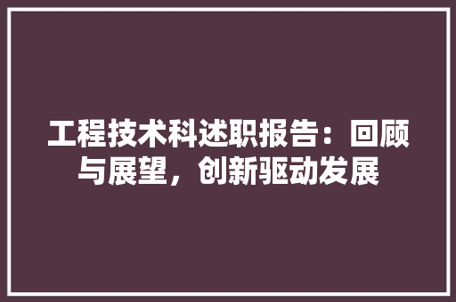工程技术科述职报告：回顾与展望，创新驱动发展 现代风格装饰