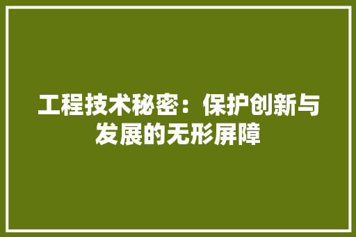 工程技术秘密：保护创新与发展的无形屏障 现代风格装饰