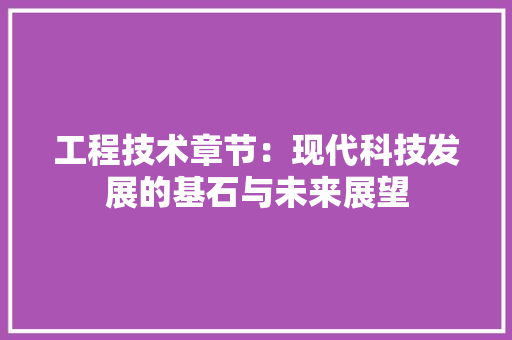 工程技术章节：现代科技发展的基石与未来展望