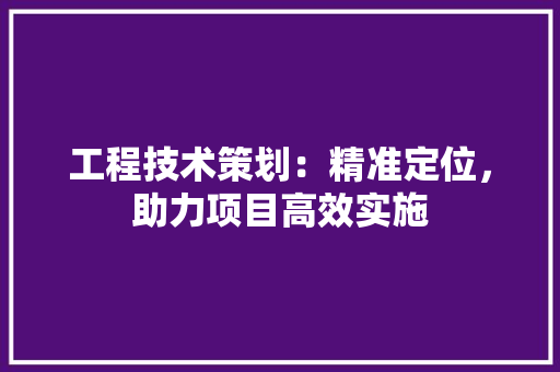 工程技术策划：精准定位，助力项目高效实施 现代风格装饰