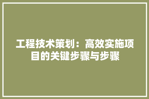 工程技术策划：高效实施项目的关键步骤与步骤 现代风格装饰
