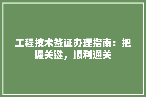 工程技术签证办理指南：把握关键，顺利通关 现代风格装饰