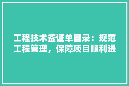 工程技术签证单目录：规范工程管理，保障项目顺利进行 现代风格装饰