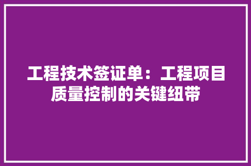工程技术签证单：工程项目质量控制的关键纽带 现代风格装饰