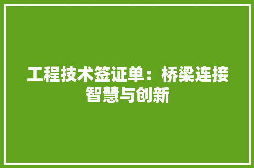 工程技术签证单：桥梁连接智慧与创新 现代风格装饰