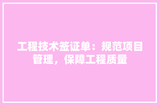 工程技术签证单：规范项目管理，保障工程质量 现代风格装饰
