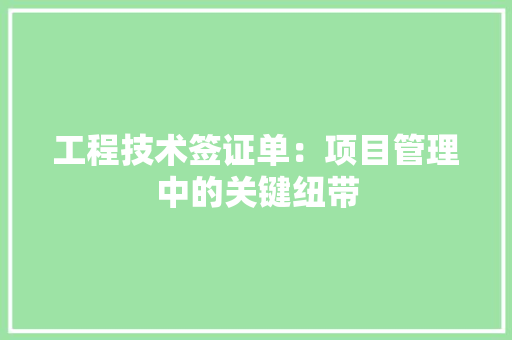 工程技术签证单：项目管理中的关键纽带 现代风格装饰