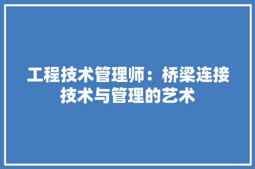 工程技术管理师：桥梁连接技术与管理的艺术 现代风格装饰