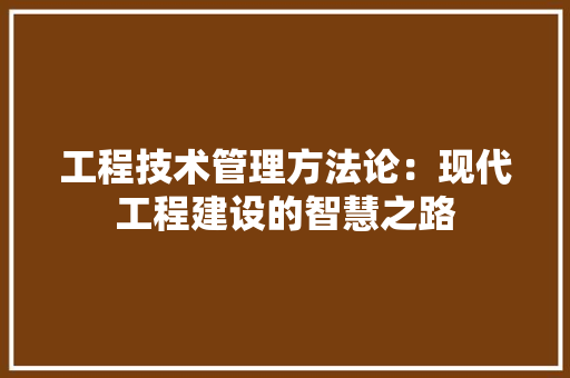 工程技术管理方法论：现代工程建设的智慧之路 现代风格装饰