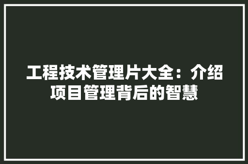 工程技术管理片大全：介绍项目管理背后的智慧 现代风格装饰