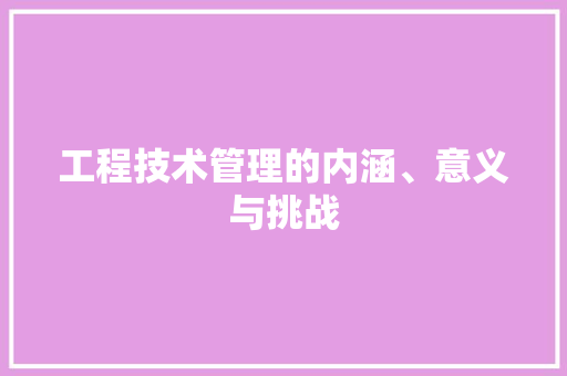 工程技术管理的内涵、意义与挑战 现代风格装饰