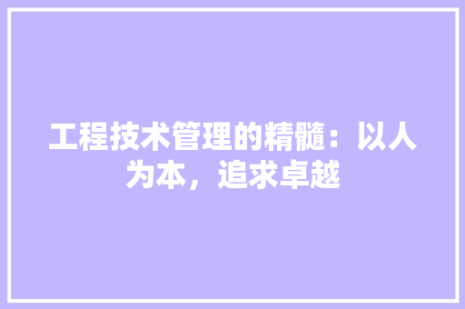 工程技术管理的精髓：以人为本，追求卓越 现代风格装饰